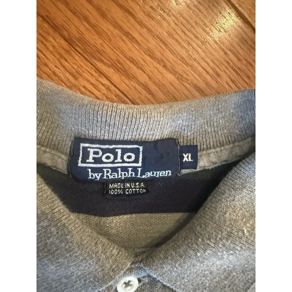 vintage 90s polo ralph lauren striped long sleeve rugby shirt made in the usa XL